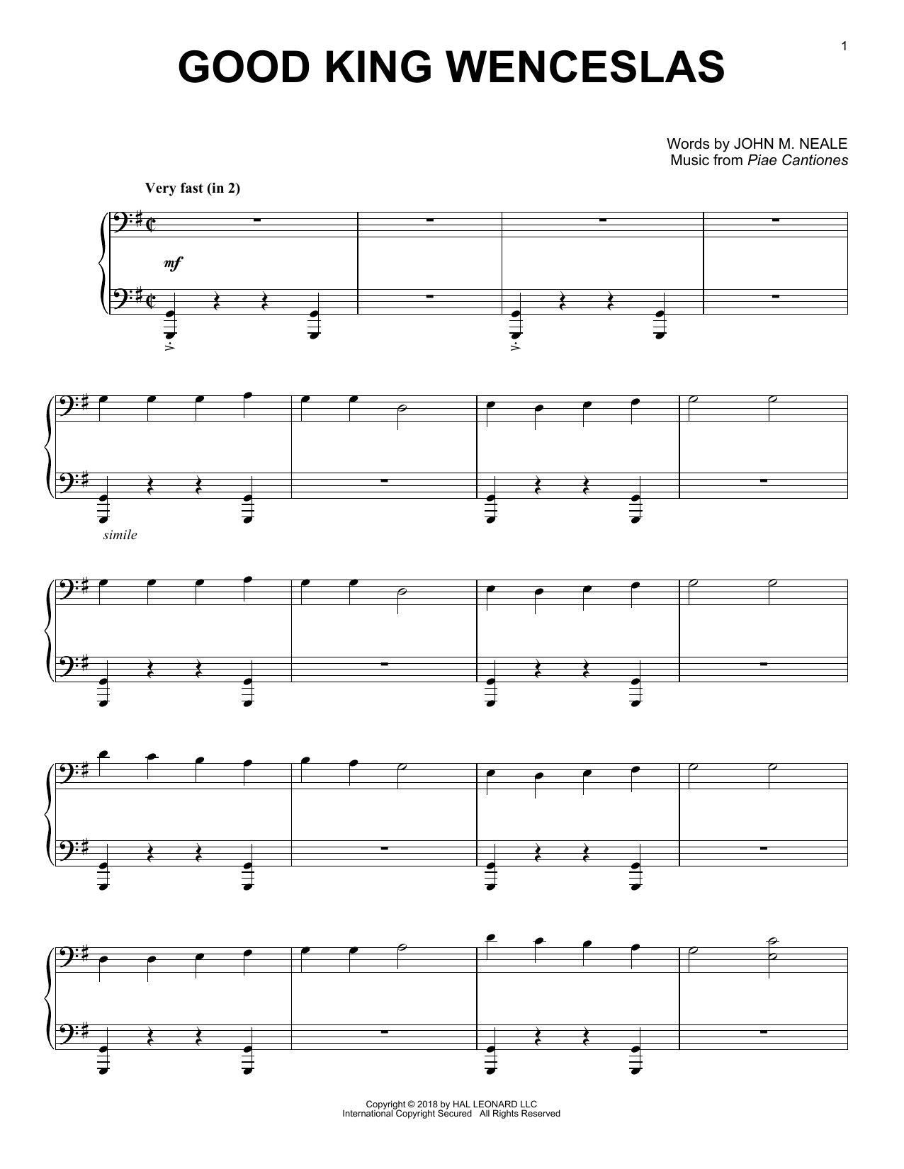 John M. Neale Good King Wenceslas [Jazz version] sheet music notes and chords arranged for Piano Solo