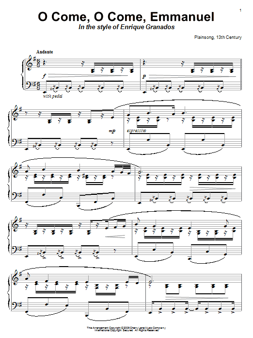 John M. Neale O Come, O Come Emmanuel (in the style of Enrique Granados) sheet music notes and chords arranged for Piano Solo