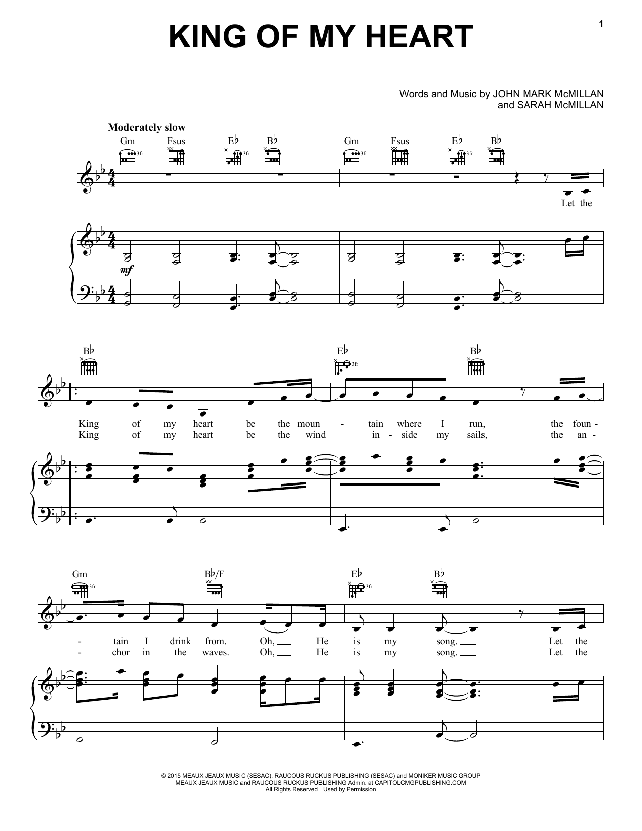 John Mark McMillan King Of My Heart sheet music notes and chords arranged for Lead Sheet / Fake Book