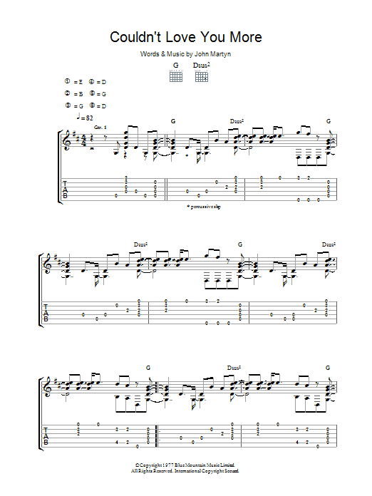 John Martyn Couldn't Love You More sheet music notes and chords arranged for Guitar Tab