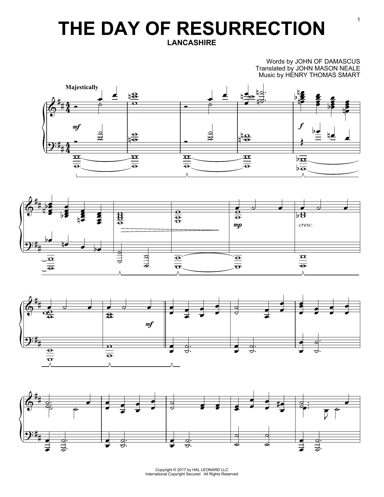 John Mason Neale The Day Of Resurrection sheet music notes and chords arranged for Piano Solo