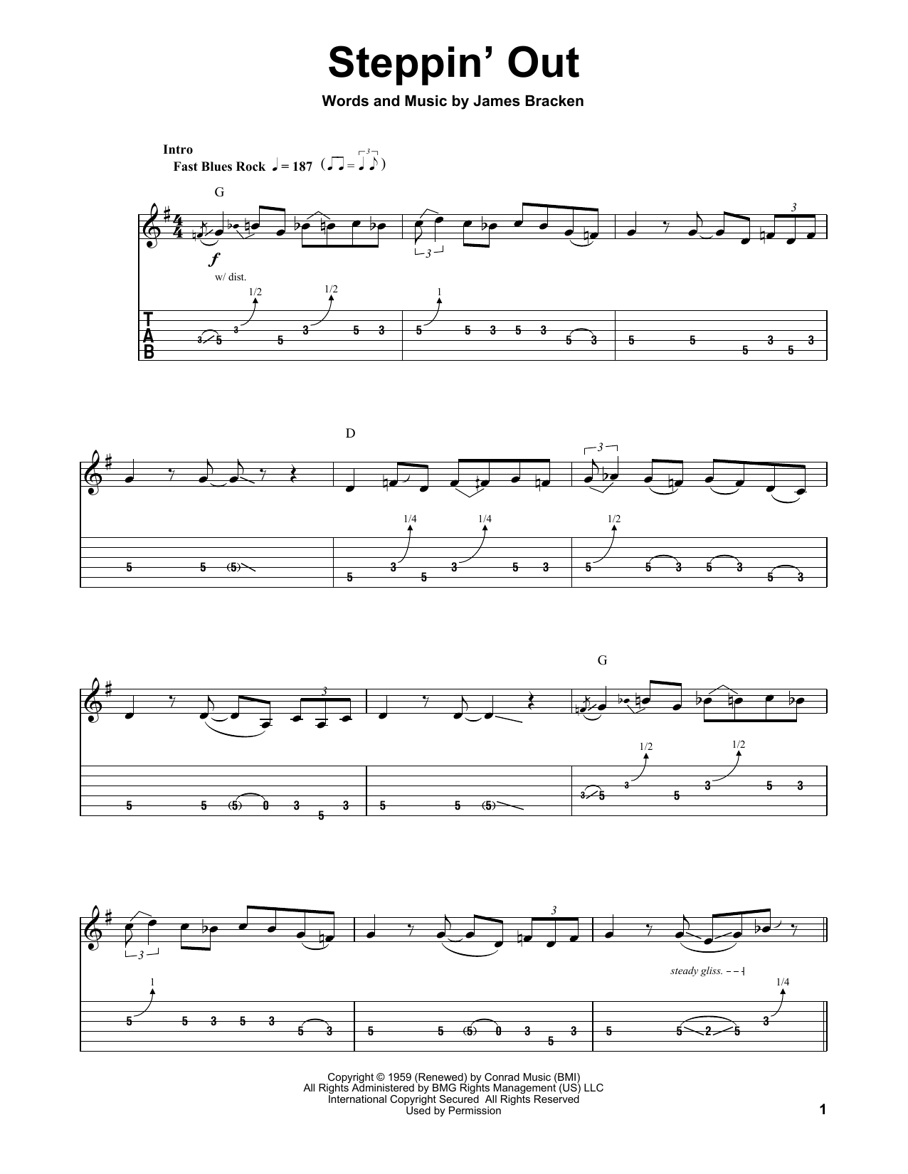 John Mayall's Bluesbreakers Steppin' Out sheet music notes and chords arranged for Guitar Tab (Single Guitar)