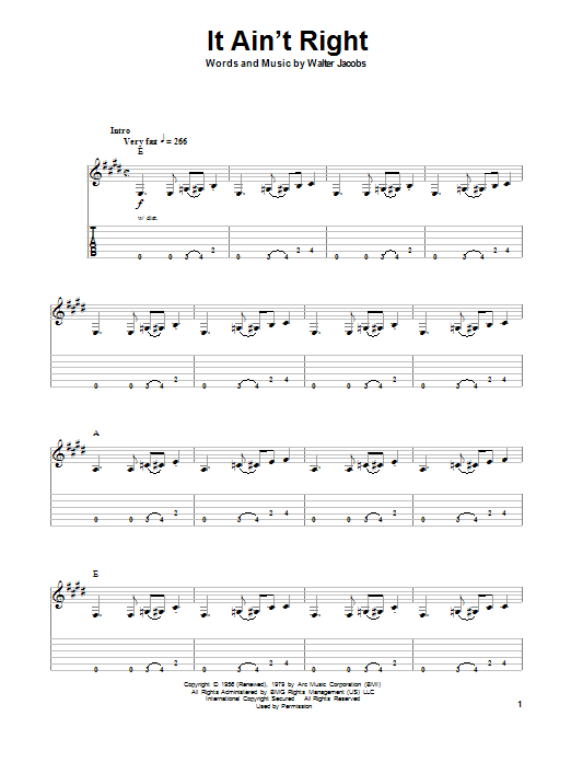 John Mayall's Bluesbreakers It Ain't Right sheet music notes and chords arranged for Guitar Tab (Single Guitar)