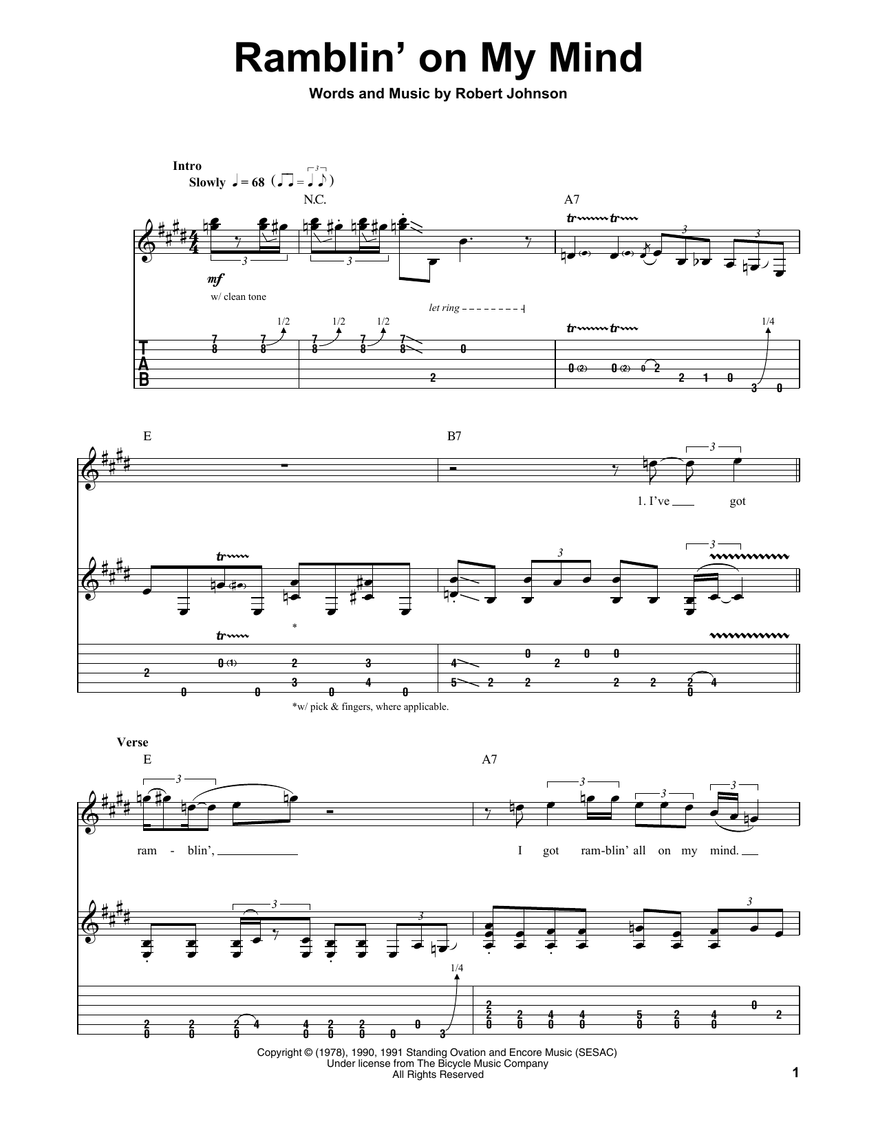 John Mayall's Bluesbreakers Ramblin' On My Mind sheet music notes and chords arranged for Guitar Tab (Single Guitar)
