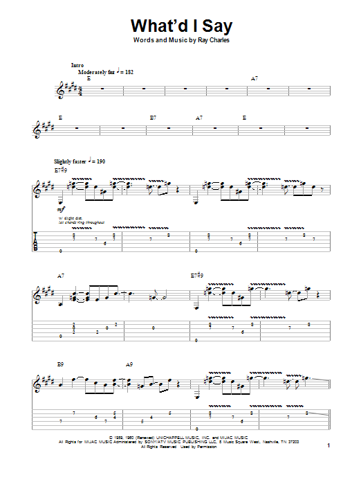 John Mayall's Bluesbreakers What'd I Say sheet music notes and chords arranged for Guitar Tab (Single Guitar)