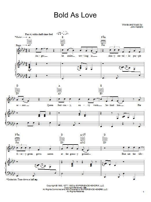 John Mayer Bold As Love sheet music notes and chords arranged for Guitar Tab