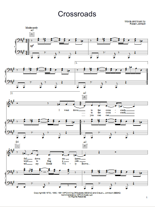 John Mayer Cross Road Blues (Crossroads) sheet music notes and chords arranged for Easy Guitar