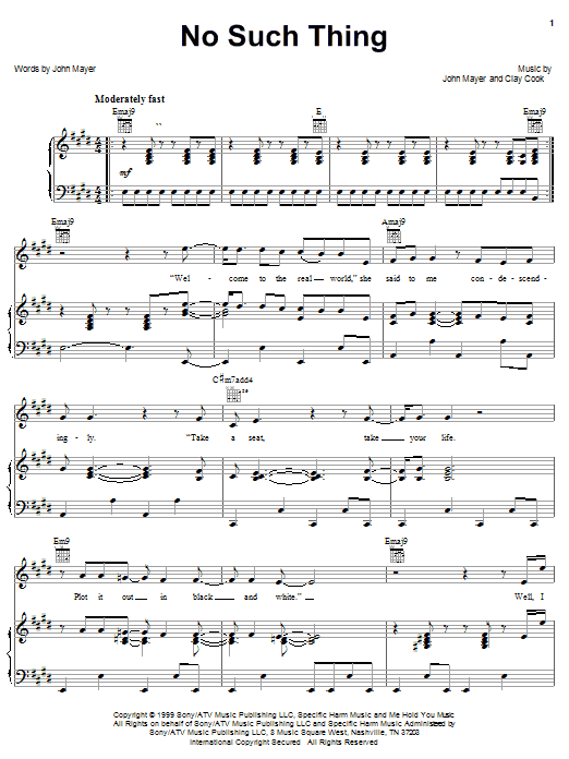 John Mayer No Such Thing sheet music notes and chords arranged for Guitar Tab (Single Guitar)
