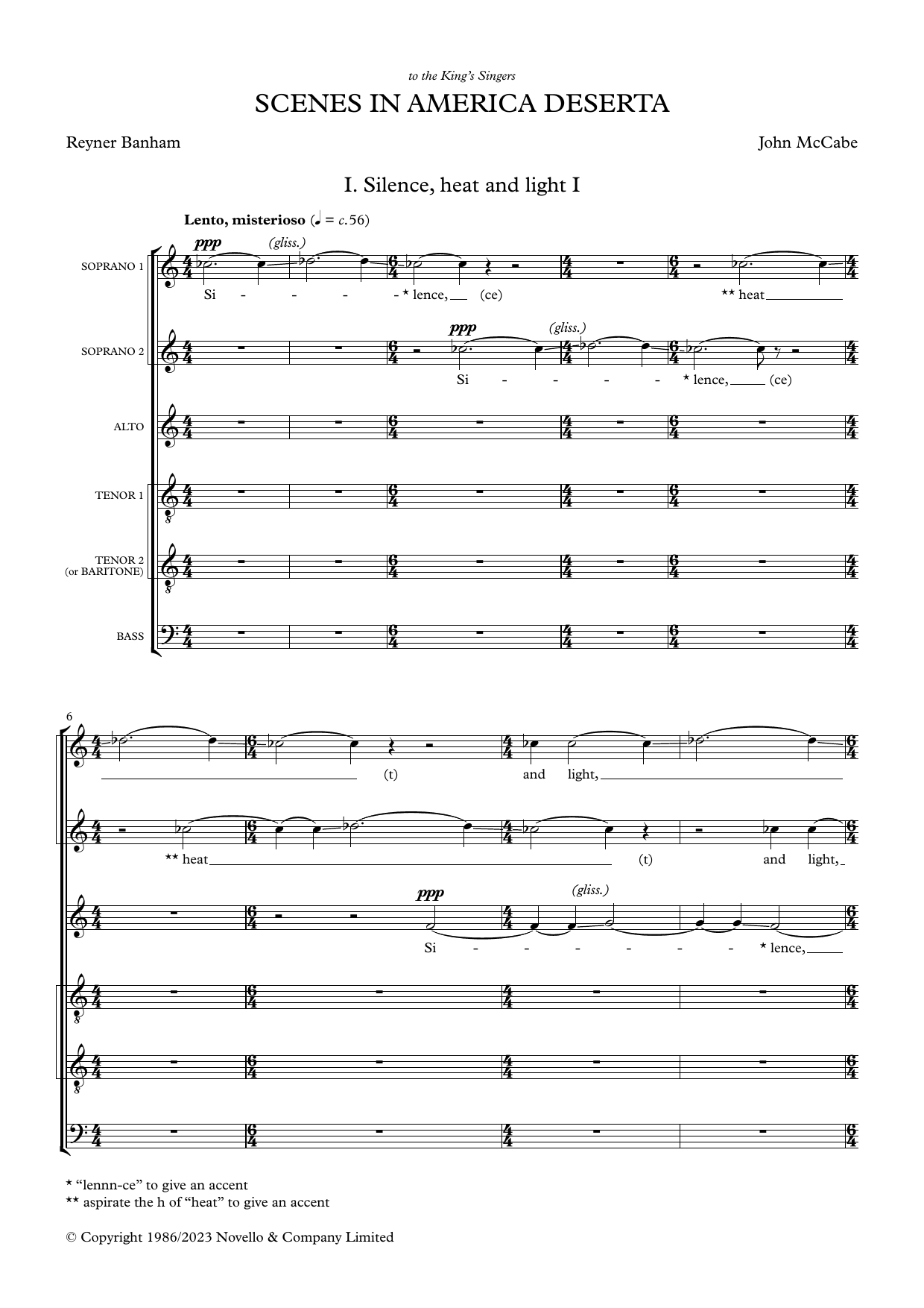John McCabe Scenes in America Deserta (SSATTB version) sheet music notes and chords arranged for Choir