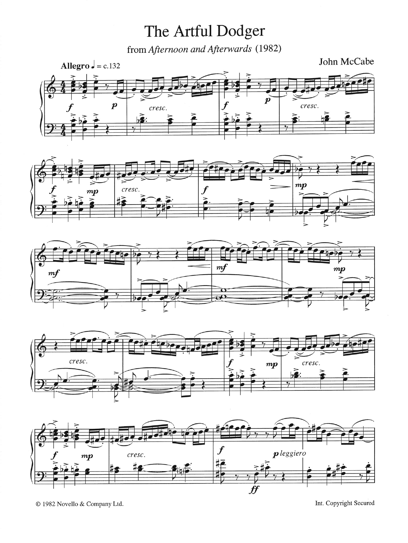 John McCabe The Artful Dodger sheet music notes and chords arranged for Piano Solo