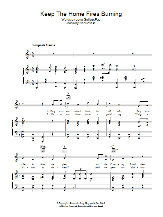 John McCormack Keep The Home Fires Burning sheet music notes and chords arranged for Piano, Vocal & Guitar Chords (Right-Hand Melody)