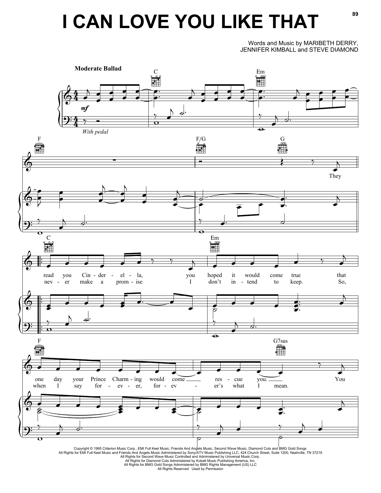 John Michael Montgomery I Can Love You Like That sheet music notes and chords arranged for Very Easy Piano