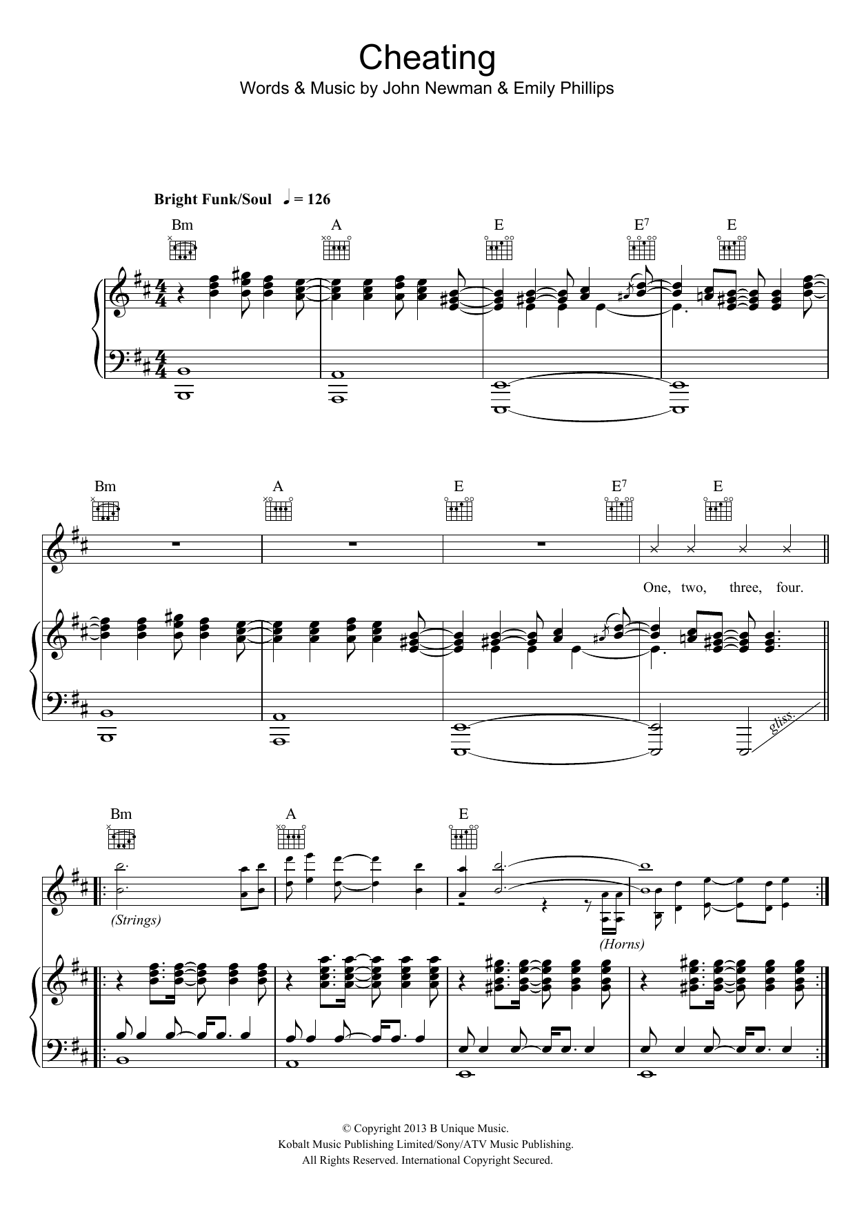 John Newman Cheating sheet music notes and chords arranged for Piano, Vocal & Guitar Chords