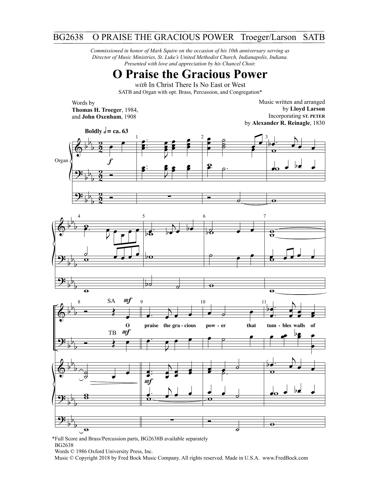 John Oxenham O Praise the Gracious Power sheet music notes and chords arranged for SATB Choir