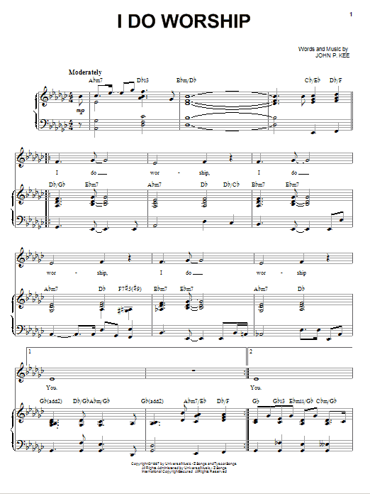 John P. Kee I Do Worship sheet music notes and chords arranged for Piano, Vocal & Guitar Chords (Right-Hand Melody)