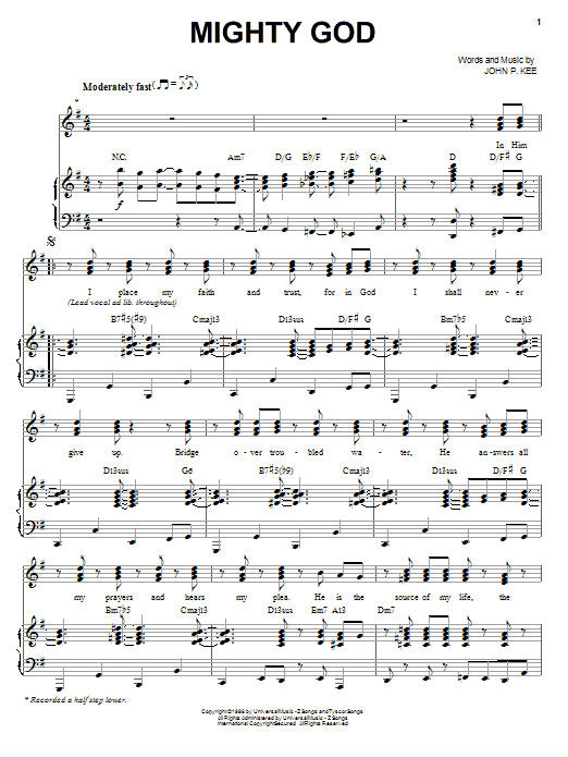 John P. Kee Mighty God sheet music notes and chords arranged for Piano, Vocal & Guitar Chords (Right-Hand Melody)