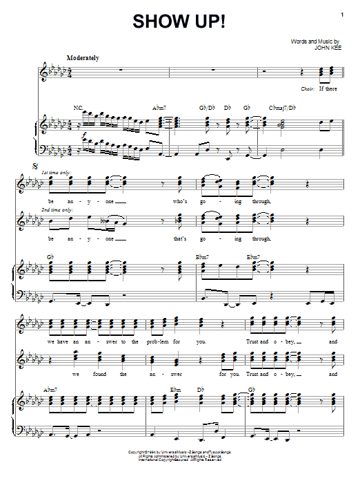 John P. Kee Show Up! sheet music notes and chords arranged for Piano, Vocal & Guitar Chords (Right-Hand Melody)