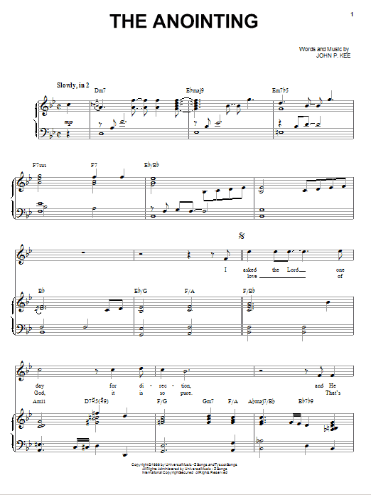 John P. Kee The Anointing sheet music notes and chords arranged for Piano, Vocal & Guitar Chords (Right-Hand Melody)