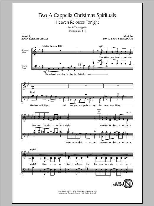 John Parker Two A Cappella Christmas Spirituals sheet music notes and chords arranged for SATB Choir