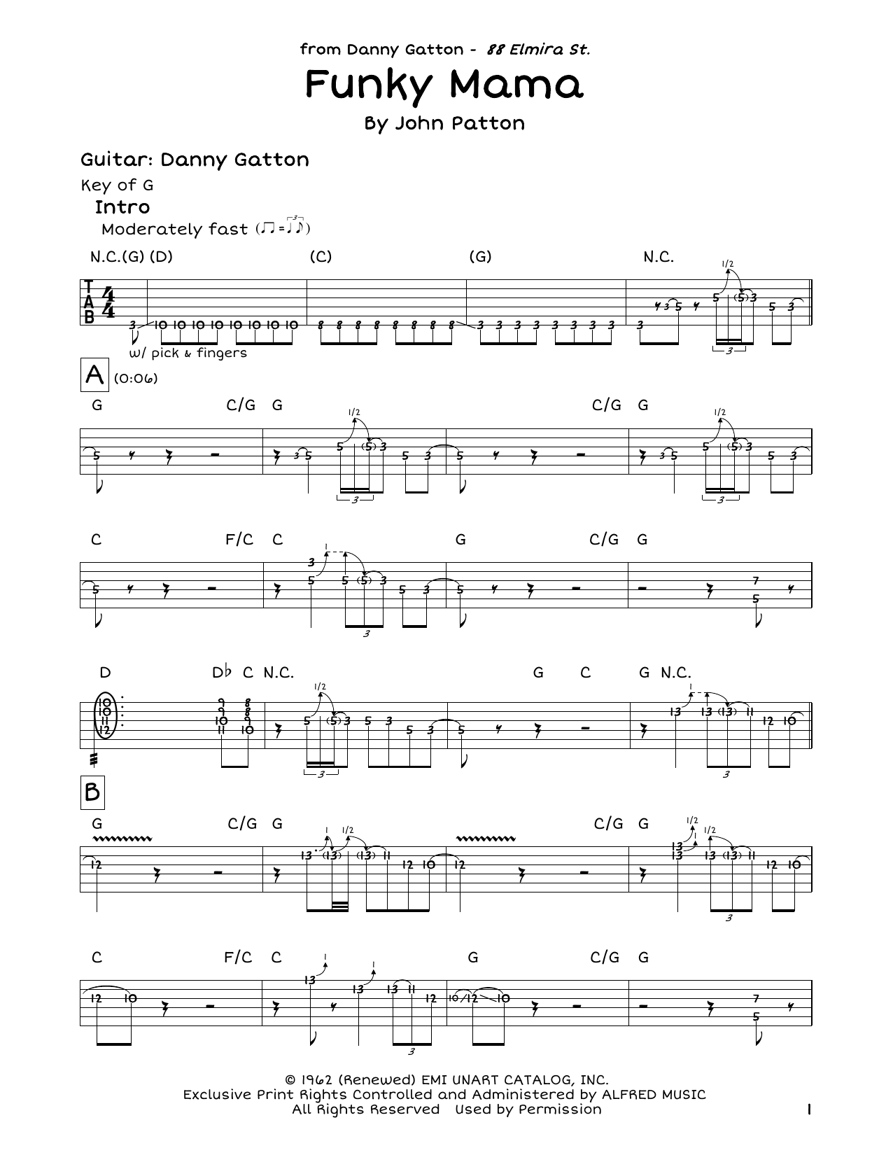 John Patton Funky Mama sheet music notes and chords arranged for Guitar Lead Sheet