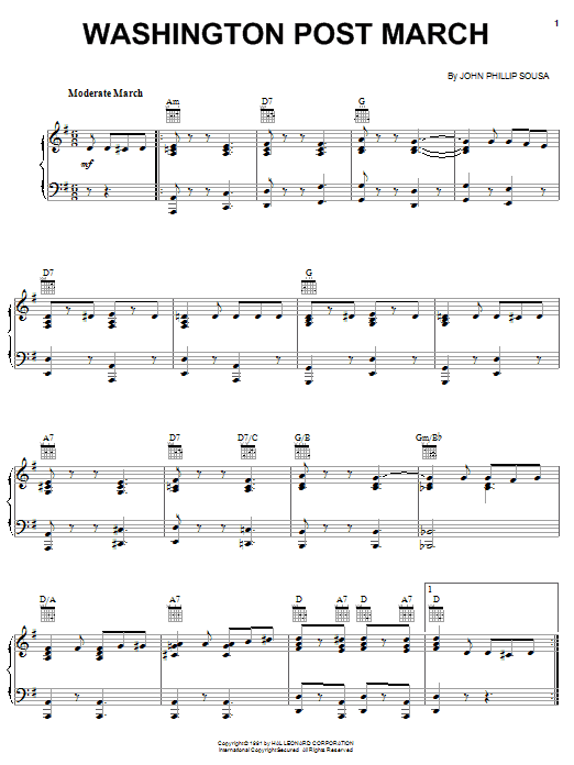 John Philip Sousa Washington Post March sheet music notes and chords arranged for Lead Sheet / Fake Book