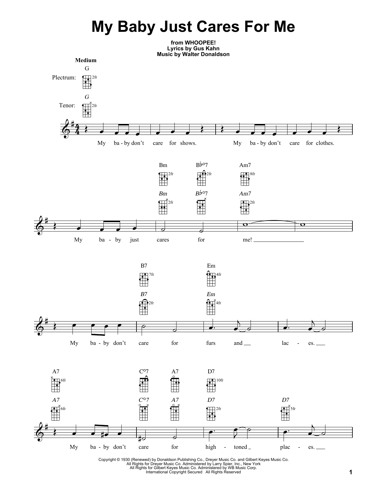 John Pizzarelli My Baby Just Cares For Me sheet music notes and chords arranged for Banjo Tab