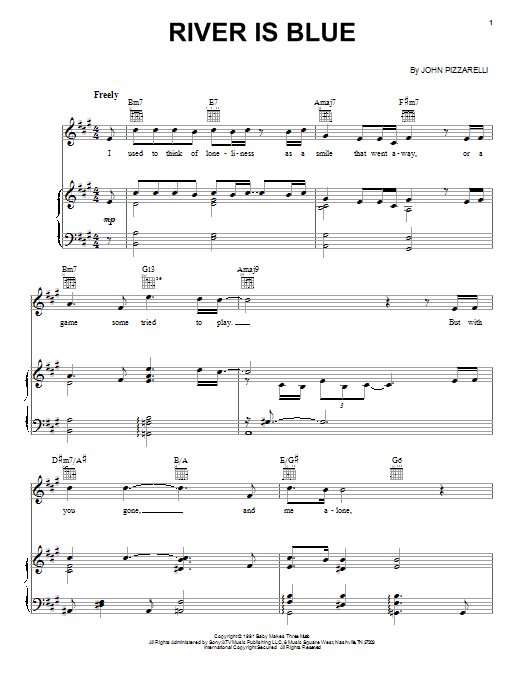 John Pizzarelli River Is Blue sheet music notes and chords arranged for Piano, Vocal & Guitar Chords (Right-Hand Melody)