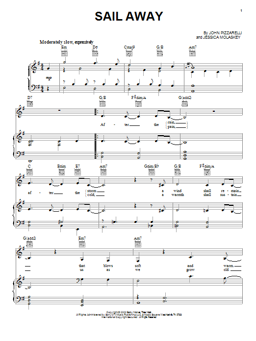 John Pizzarelli Sail Away sheet music notes and chords arranged for Piano, Vocal & Guitar Chords (Right-Hand Melody)