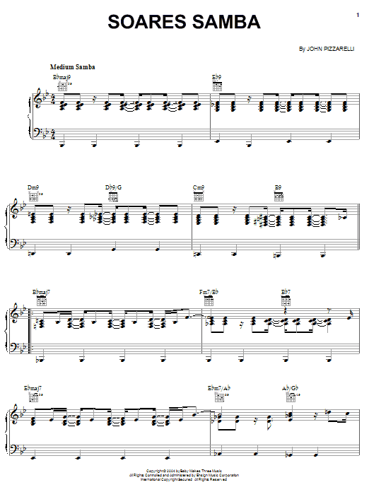 John Pizzarelli Soares Samba sheet music notes and chords arranged for Piano, Vocal & Guitar Chords (Right-Hand Melody)