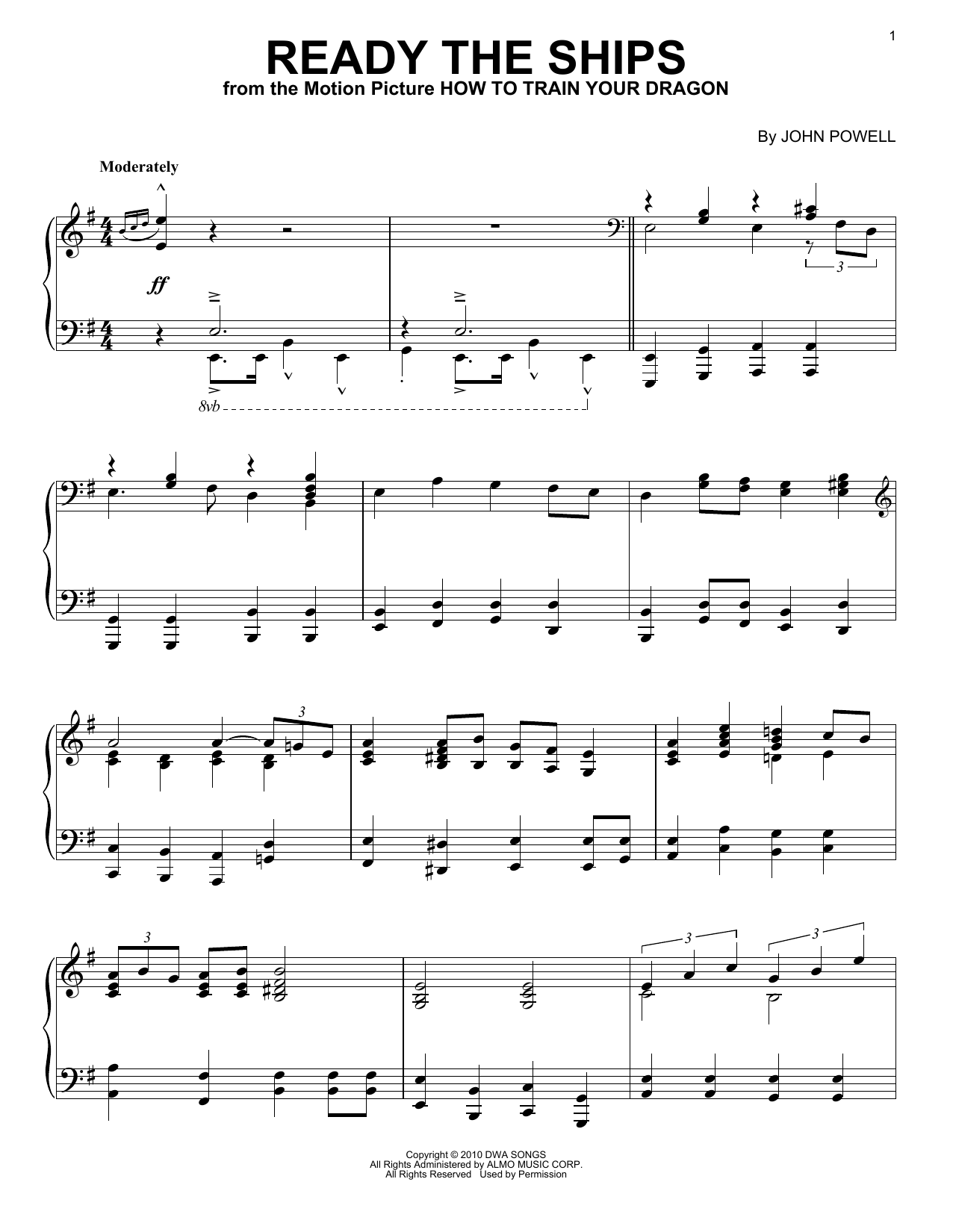 John Powell Ready The Ships sheet music notes and chords arranged for Piano Solo