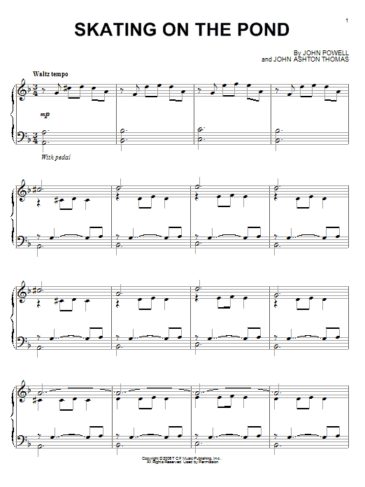 John Powell Skating On The Pond sheet music notes and chords arranged for Piano Solo