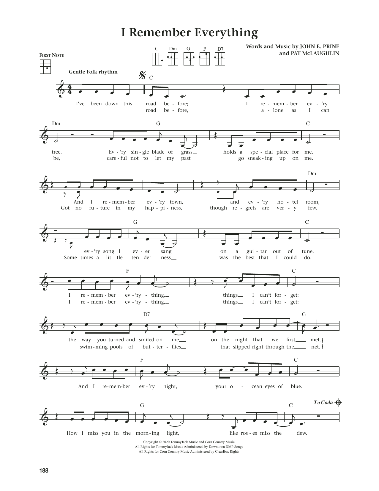 John Prine I Remember Everything (from The Daily Ukulele) (arr. Jim Beloff) sheet music notes and chords arranged for Ukulele