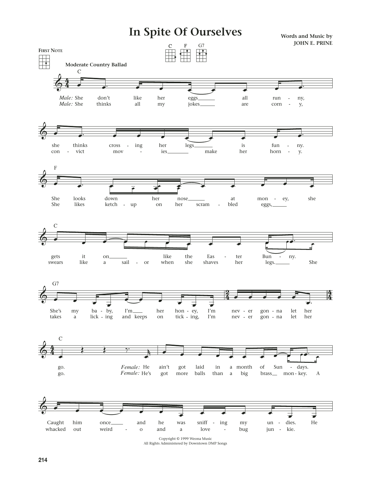 John Prine In Spite Of Ourselves (from The Daily Ukulele) (arr. Jim Beloff) sheet music notes and chords arranged for Ukulele