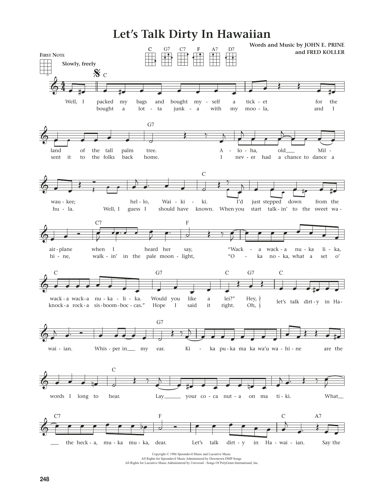 John Prine Let's Talk Dirty In Hawaiian (from The Daily Ukulele) (arr. Jim Beloff) sheet music notes and chords arranged for Ukulele