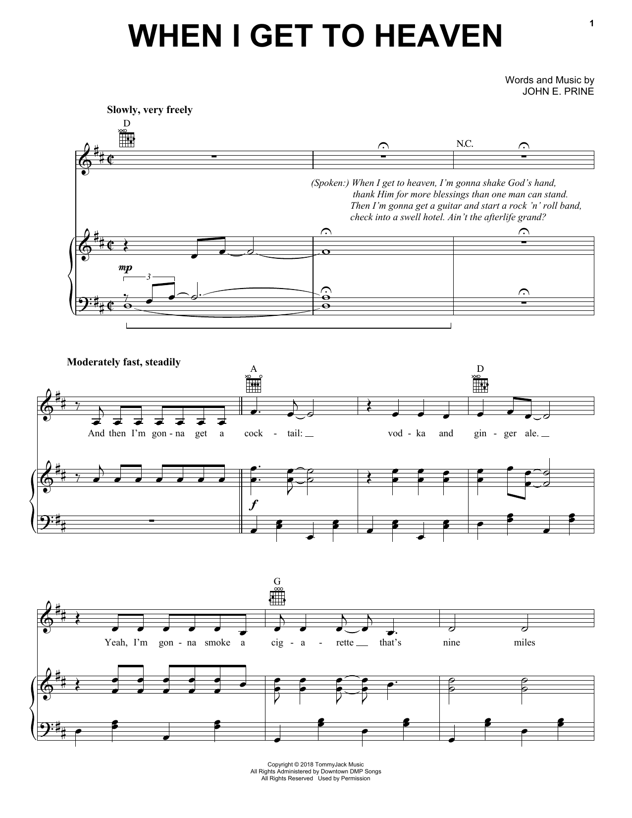 John Prine When I Get To Heaven sheet music notes and chords arranged for Piano, Vocal & Guitar Chords (Right-Hand Melody)