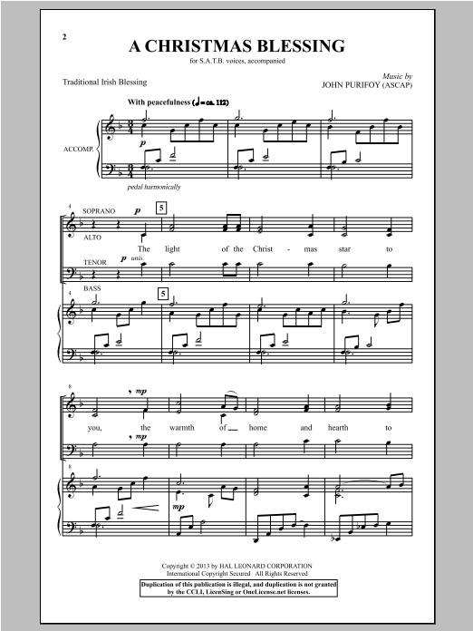 John Purifoy A Christmas Blessing sheet music notes and chords arranged for SATB Choir