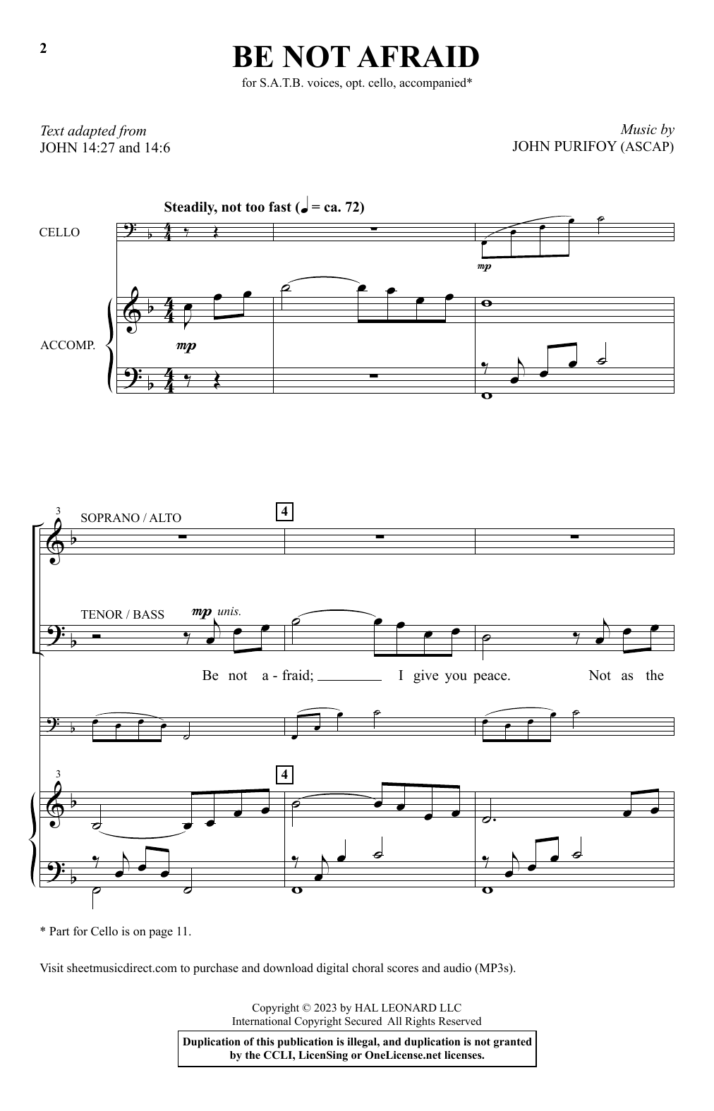 John Purifoy Be Not Afraid sheet music notes and chords arranged for SATB Choir