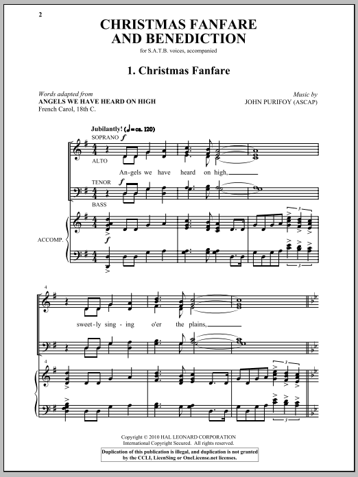 John Purifoy Christmas Fanfare And Benediction sheet music notes and chords arranged for SATB Choir