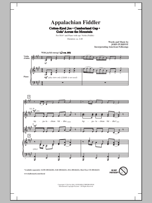 John Purifoy Cumberland Gap sheet music notes and chords arranged for SAB Choir
