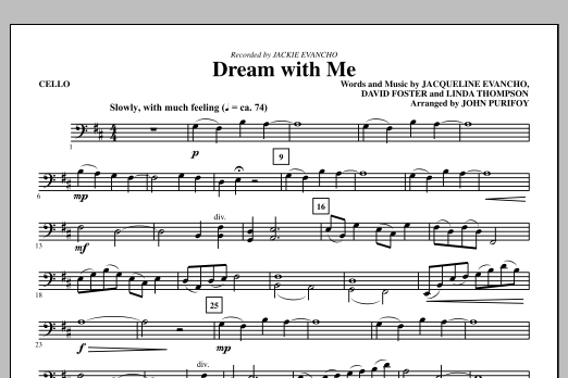 John Purifoy Dream With Me - Cello sheet music notes and chords arranged for Choir Instrumental Pak