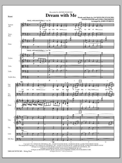 John Purifoy Dream With Me - Full Score sheet music notes and chords arranged for Choir Instrumental Pak