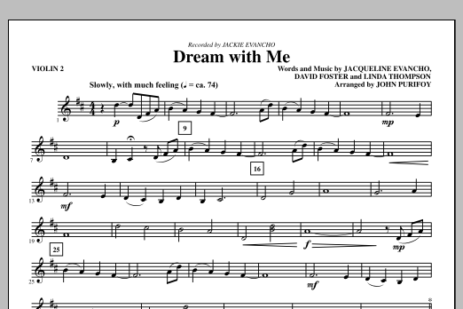 John Purifoy Dream With Me - Violin 2 sheet music notes and chords arranged for Choir Instrumental Pak
