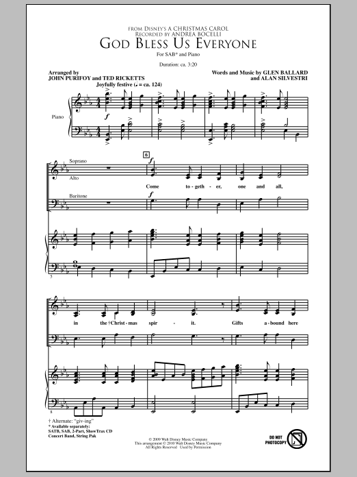 John Purifoy God Bless Us Everyone sheet music notes and chords arranged for 2-Part Choir