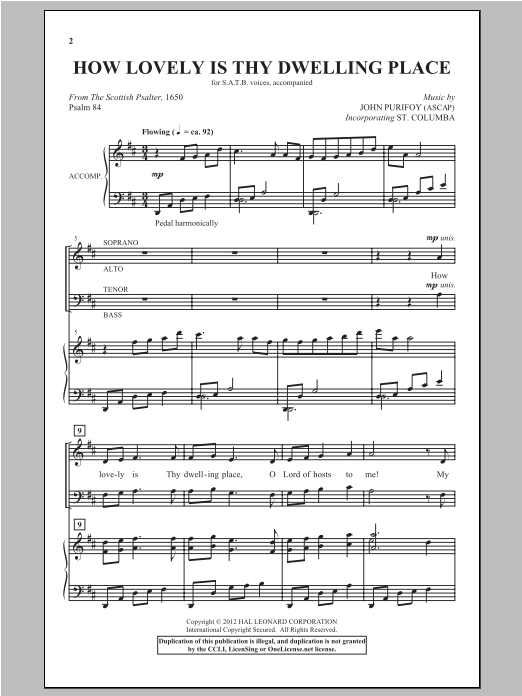 John Purifoy How Lovely Is Thy Dwelling Place sheet music notes and chords arranged for SATB Choir