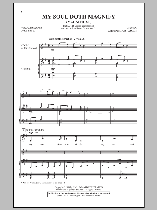 John Purifoy My Soul Doth Magnify (Magnificat) sheet music notes and chords arranged for SATB Choir