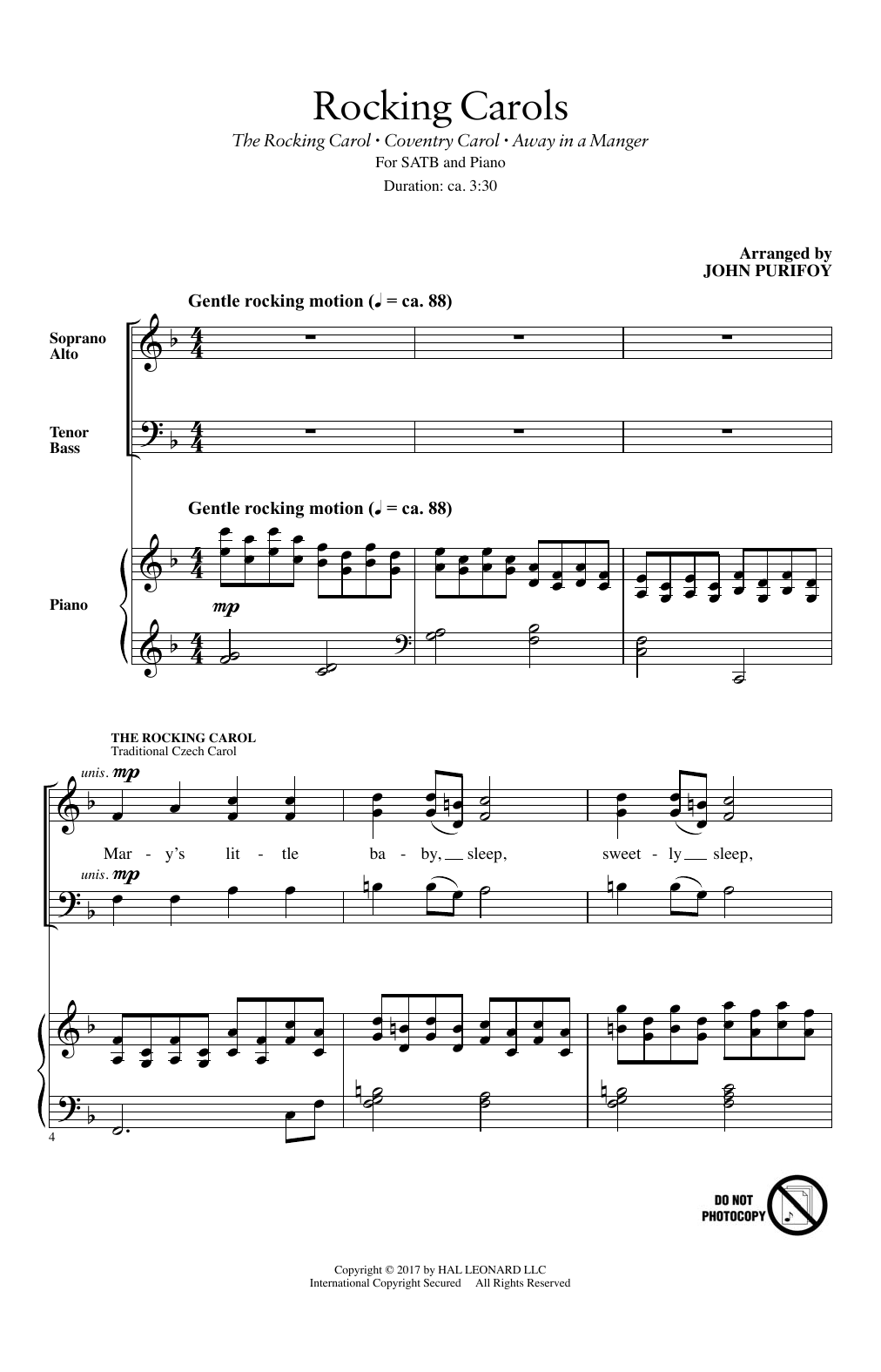 John Purifoy Rocking Carols sheet music notes and chords arranged for SATB Choir