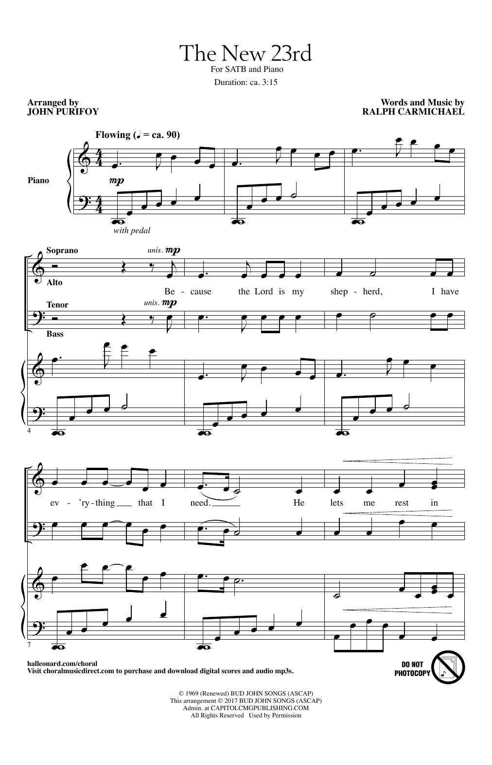 John Purifoy The New 23rd sheet music notes and chords arranged for SATB Choir