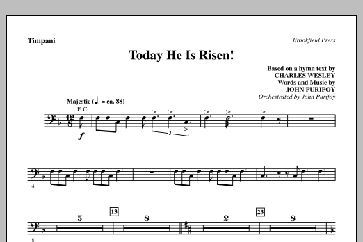 John Purifoy Today He Is Risen! - Timpani sheet music notes and chords arranged for Choir Instrumental Pak