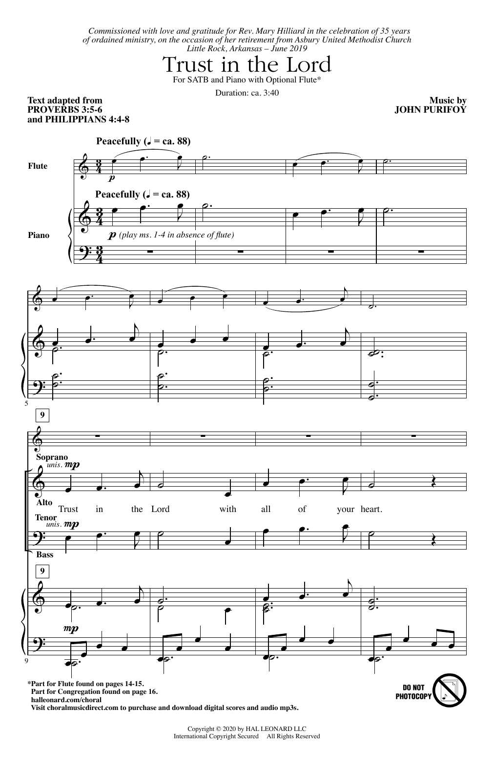 John Purifoy Trust In The Lord sheet music notes and chords arranged for SATB Choir