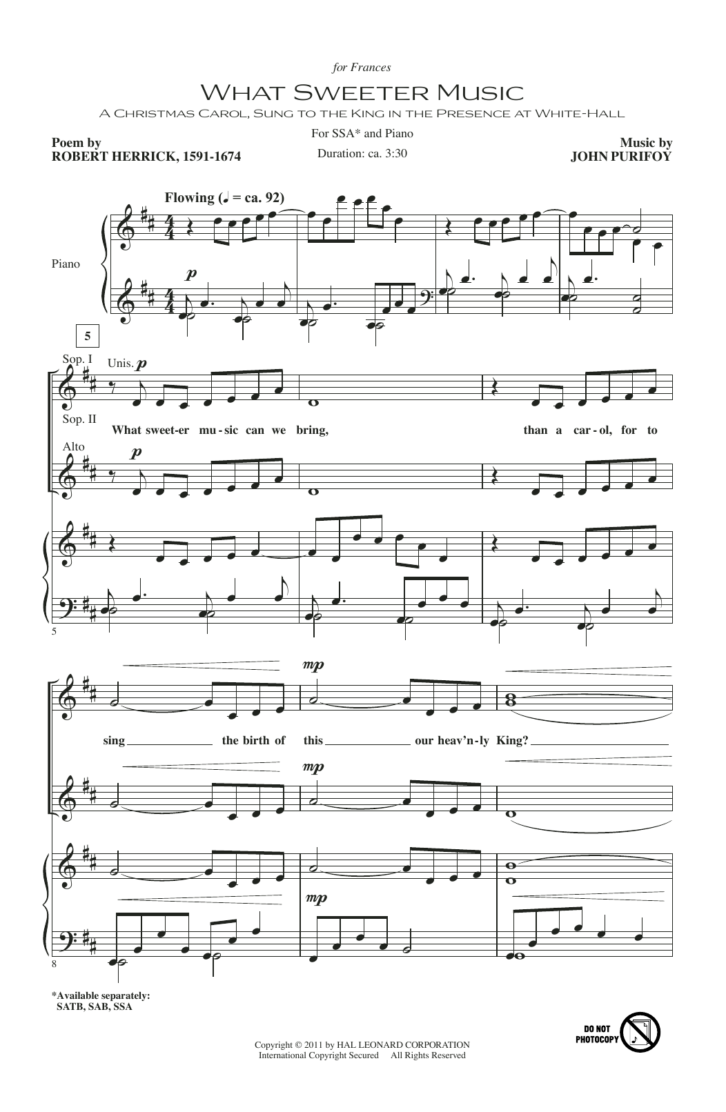 John Purifoy What Sweeter Music sheet music notes and chords arranged for SAB Choir